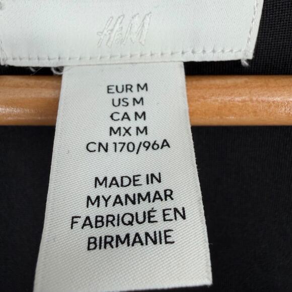 H&M Womens Wrap Dress Black White Polka Dot Midi Extra Long Sleeves Sz M - Picture 3 of 15